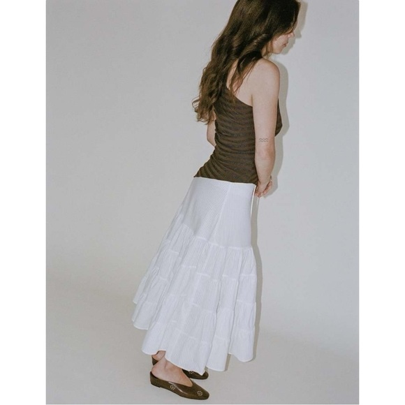 NWT Paloma Wool Long Etoile - White Cotton Blend Gathered Midi Maxi Skirt sz 38 - Picture 13 of 16